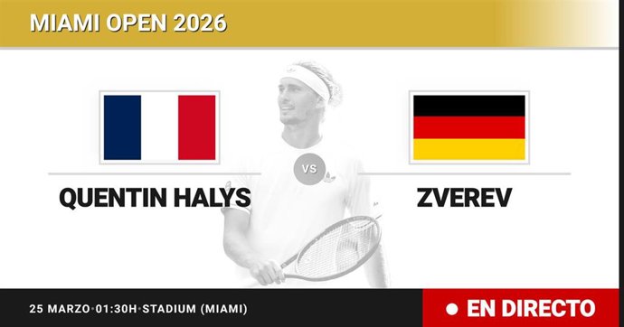Quentin Halys - Alexander Zverev: resumen y estadísticas del partido de Octavos de final de Miami Open