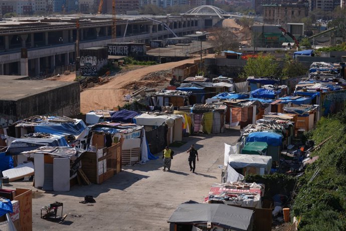 Asentamiento de barracas en la zona de la Sagrera, a 25 de marzo de 2026, en Barcelona, Cataluña (España).