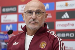Luis de la Fuente, head coach, attends the press conference to announce his squad list for Spain Team at the Ciudad del Futbol on March 19, 2026, in Sevilla, Spain.