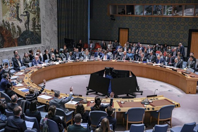 Archivo - El Consejo de Seguridad de Naciones Unidas durante una votación sobre una resolución sobre el Sáhara Occidental (archivo)