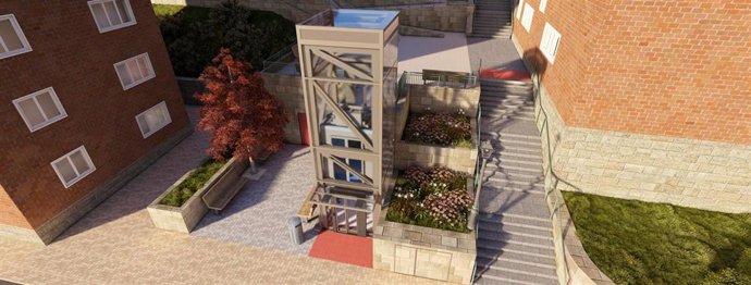 Infografía del futuro ascesor del barrio de Iralabarri.