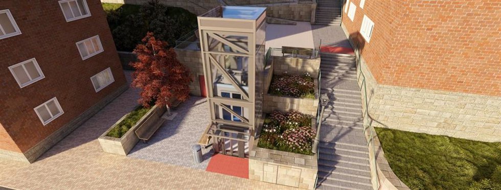 Infografía del futuro ascesor del barrio de Iralabarri.