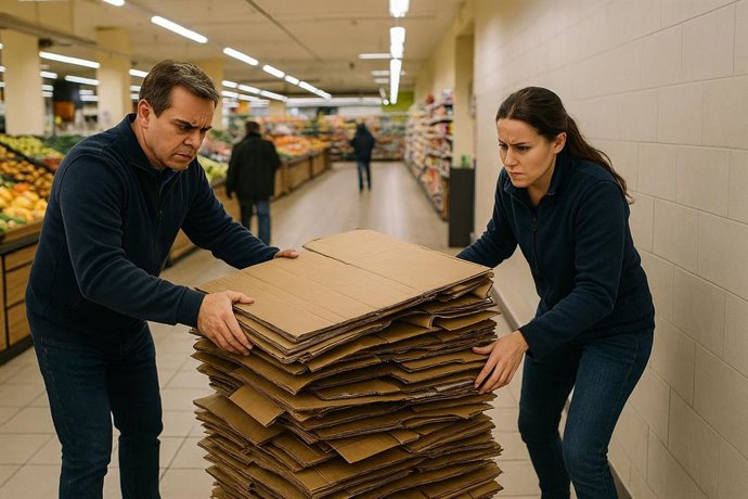 Supermercado reciclaje cartón