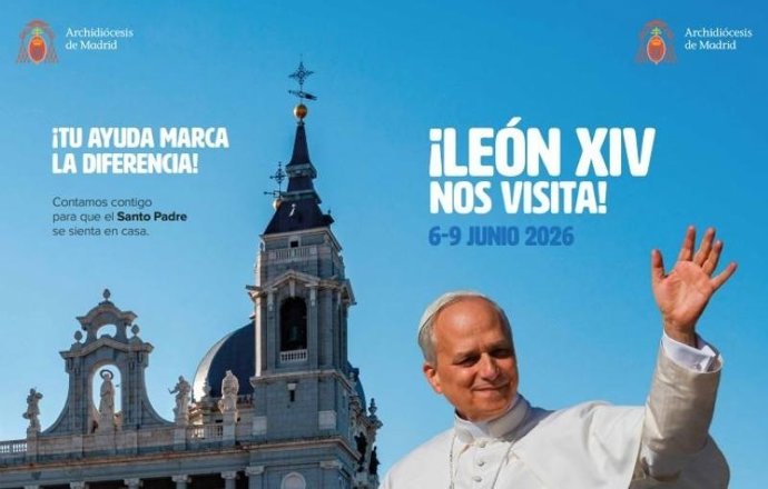 Cartel promocional para la visita del Papa León XIV a España.