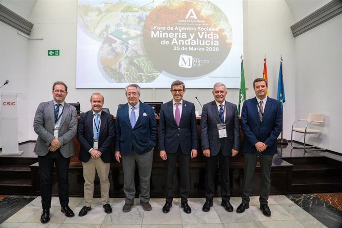 Andalucía abre diálogo sobre recursos minerales y autonomía estratégica en el I Foro de Agentes Sociales-Minería y Vida.