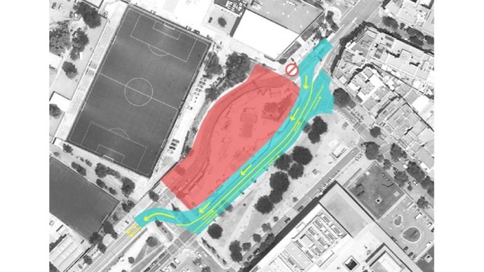 Tramo afectado por las obras en la estación L9 de Guinardó I Sant Pau
