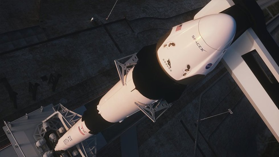 Archivo - Nave Crew Dragon en la cúspide de un cohete Falcon 9.