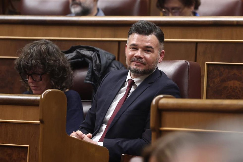 El portavoz de ERC en el Congreso, Gabriel Rufián, durante una sesión de control al Gobierno.