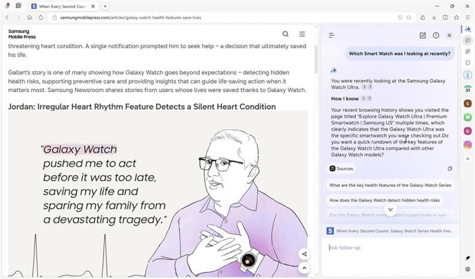 Navegador web Samsung Browser.