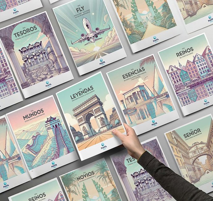 Archivo - Blank square photorealistic brochure mockup on light grey background.