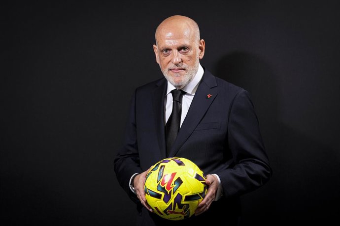 Archivo - Javier Tebas, President of LaLiga, during the Desayunos Deportivos Europa Press with Javier Tebas, President of LaLiga, at Camilo Jose Cela University on January 13, 2026, in Madrid, Spain.