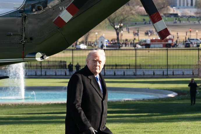 23 de março de 2026, Casa Branca, Washington, D.C., Estados Unidos: O presidente DONALD TRUMP retorna à Casa Branca após um discurso em Memphis, Tennessee, em 23 de março de 2026. O presidente não respondeu a perguntas ao chegar.