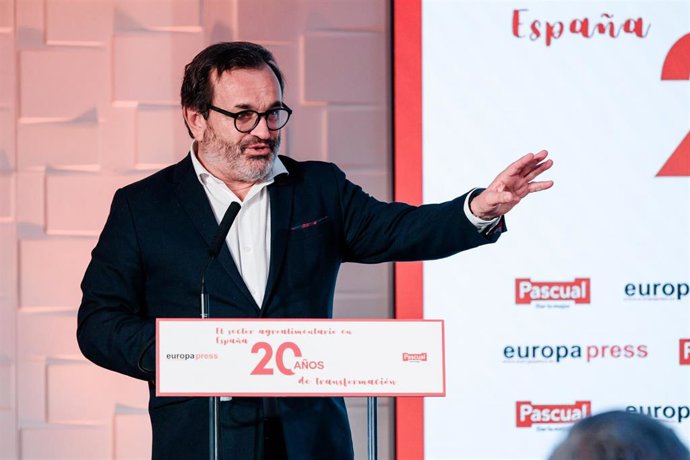 El presidente de AECOC, Ignacio González Benito, durante el encuentro informativo ‘El sector agroalimentario en España, 20 años de transformación’, a 18 de marzo de 2026, en Madrid (España), organizado por Europa Press y Pascual.