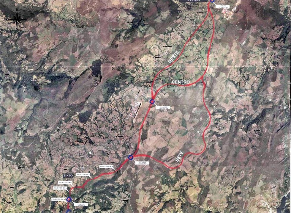 Alternativas contempladas para el tramo La Espina-Tineo.