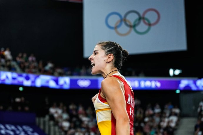 Archivo - La jugadora española de bádminton Carolina Marín, en los Juegos de Paris 2024.