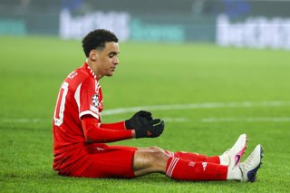 FILED - 10 March 2026, Italy, Bergamo: Munich's Jamal Musiala sits on the pitch during the UEFA Champions League Round of 16, First Leg soccer match beyween Atalanta Bergamo and FC Bayern Munich at the New Balance Arena. Bayern Munich coach Vincent Kompan