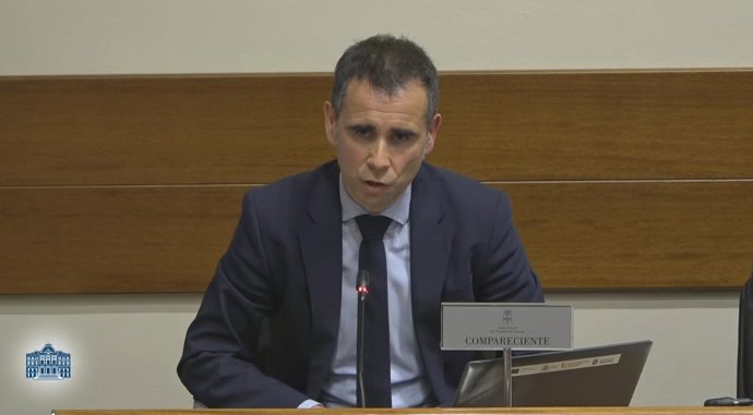 El director general de Estrategia Digital e Inteligencia Artificial, Javier Fernández, durante su comparecencia hoy en la Junta General.