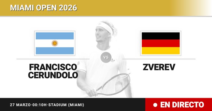 Francisco Cerundolo - Alexander Zverev: resumen y estadísticas del partido de Cuartos de final de Miami Open