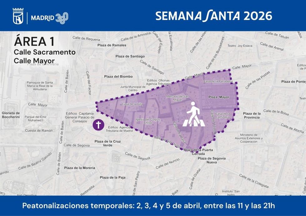 El Ayuntamiento blinda las procesiones peatonalizando siete áreas del entorno de parroquias en Centro y Salamanca