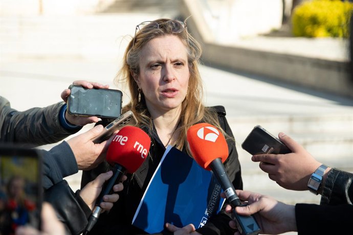 La presidenta de la Fundación Española de Abogados Cristianos, Polonia Castellanos, atiende a los medios a su llegada a la Audiencia Provincial de Madrid, a 27 de marzo de 2026, en Madrid (España). La Audiencia Provincial de Madrid juzga al exdiputado de 