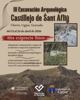 Cartel de la excavación arqueológica.