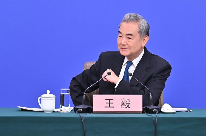 BEIJING, March 8, 2026  -- Chinese Foreign Minister Wang Yi, also a member of the Political Bureau of the Communist Party of China Central Committee, attends a press conference on China's foreign policy and external relations on the sidelines of the fourt