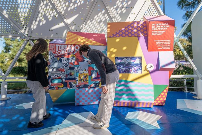 Imagen de la exposición interactiva sobre el calentamiento global en el Oceanogràfic.