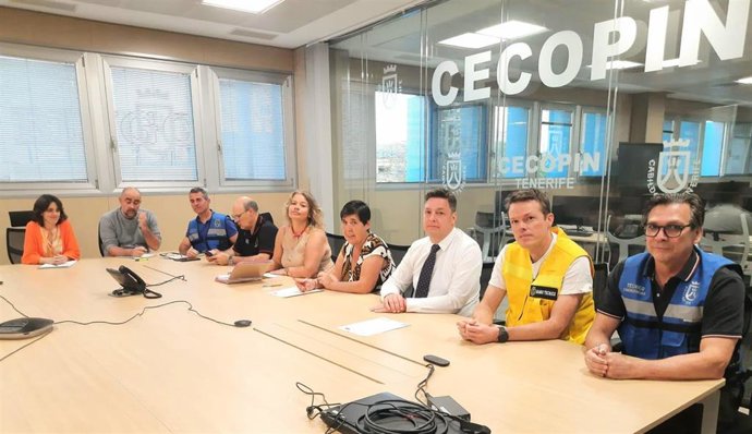 Archivo - La consejera de Medio Natural del Cabildo de Tenerife, Blanca Pérez (c), en la sala del Cecopin