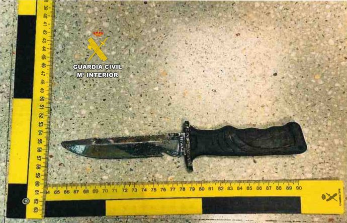 El arma blanca supuestamente empleada en los hechos.