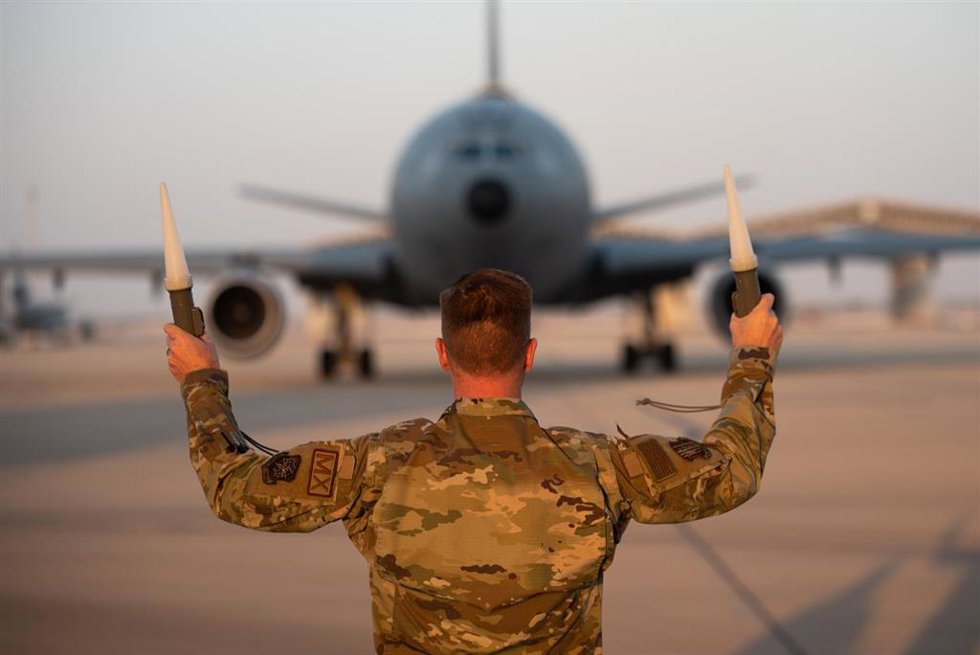 Archivo - Soldado estadounidense en la base aérea Príncipe Sultán, en Arabia Saudí