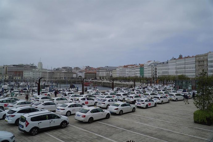 Protesta de taxistas en A Coruña