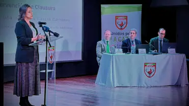 La consejera de Sostenibilidad y Medio Ambiente de la Junta de Andalucía, Catalina García, este sábado en Archidona (Málaga) en la Asamblea anual de la Federación Andaluza de Caza (FAC).