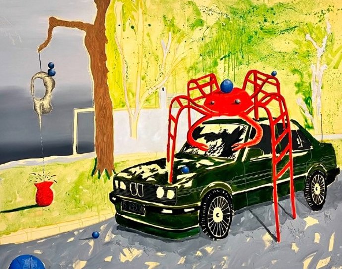 ‘Montando Una Escena’ (Temple Acrílico, Óleo Y Ceras Pastel Sobre Lienzo) De Vito Ramírez