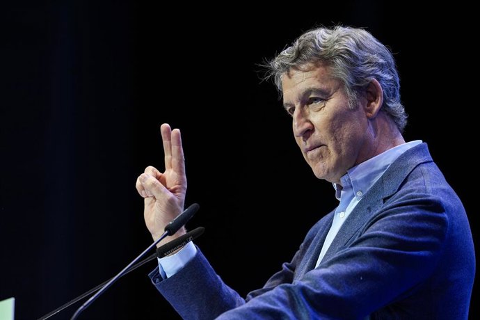 Archivo - Arquivo - O presidente do PP, Albero Nuñez Feijoo, durante o congresso do PP-A. 9 de novembro de 2025. Terceiro e último dia do XVII Congresso do PP-A, que inclui a intervenção do presidente do PP, Albero Nuñez Feijoo, e do presidente