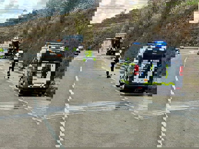 Lugar de la colisión entre un turismo y un camión en Ágreda (Soria).