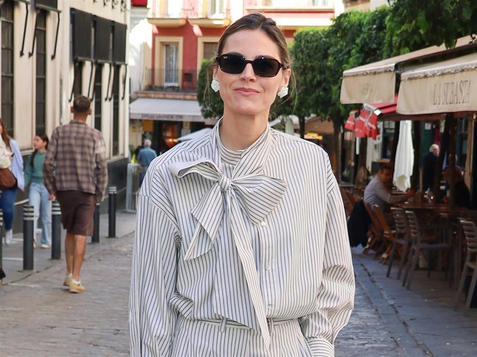 Amaia Salamanca en Sevilla momentos antes de la procesión del Domingo de Ramos