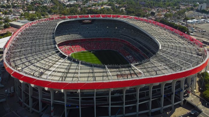 March 27, 2026, Mexico City, Ciudad de Mexico, Mexico: Aerial view of the Banorte Stadium, known as Estadio Azteca, before its reopening for the friendly match in preparation for the 2026 FIFA World Cup between Mexico and Portugal after having remained cl