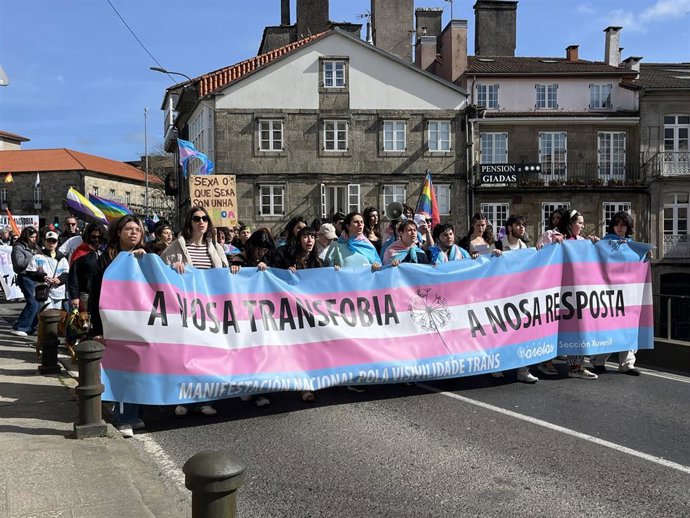 Manifestación por el Día de la Visibilidad Trans, a 29 de marzo de 2026, en Santiago de Compostela (A Coruña).