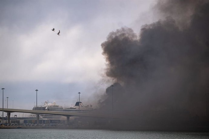 Un incendi al Port de Barcelona crema un vehicle i diversos contenidors de mercaderies