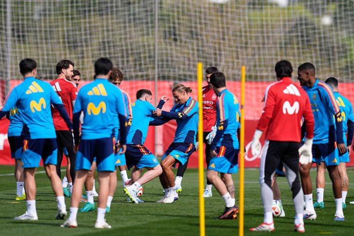 Marcos Llorente during the training session of Spain Team ahead of the International Friendly match against Serbia at Ciudad del Futbol on March 26, 2026, in Las Rozas, Madrid, Spain.