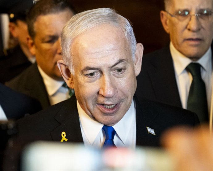 Archivo - 09 July 2025, US, Washington: Israeli Prime Minister Benjamin Netanyahu speaking with the press at the U.S. Capitol in Washington. Photo: Douglas Christian/ZUMA Press Wire/dpa