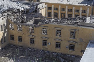 March 29, 2026, Kramatork, Donetsk Region, Ukraine: A historic building destroyed as a result of the massive airstrike on Kramatorsk on March 29, 2026