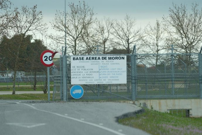 Imagem da base militar de Morón após a recusa de Sánchez em cedê-la para apoiar as operações contra o Irã. Em 4 de março de 2026, em Morón de la Frontera, Sevilha (Andaluzia, Espanha). O presidente do Governo, Pedro Sánchez, mantém a sua posição 