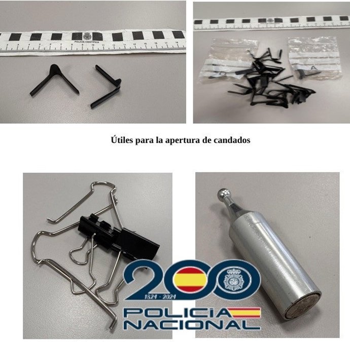 Utiles robos trasteros intervenidos en una operación policial en Málaga con dos detenidos