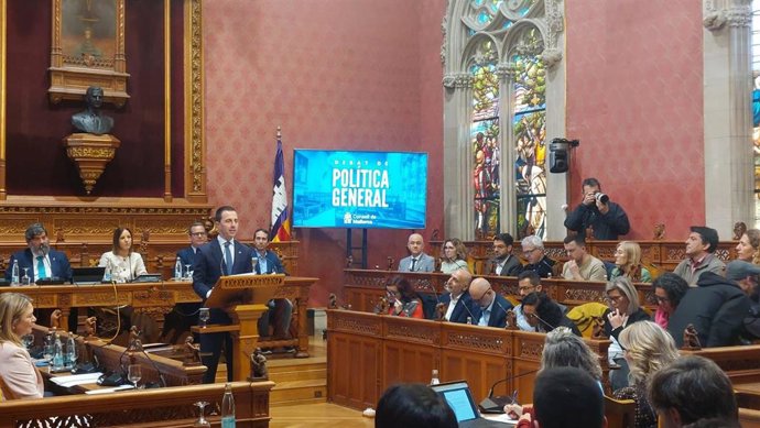 El presidente del Consell de Mallorca, Llorenç Galmés, interviene en el Debate de Política General del Consell de Mallorca.