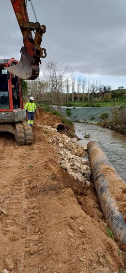 Imagen de los trabajos realizados en el colector en Tarazona.