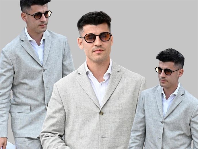 Álvaro Morata defiende la sencillez del traje con el toque vanguardista de las gafas de sol