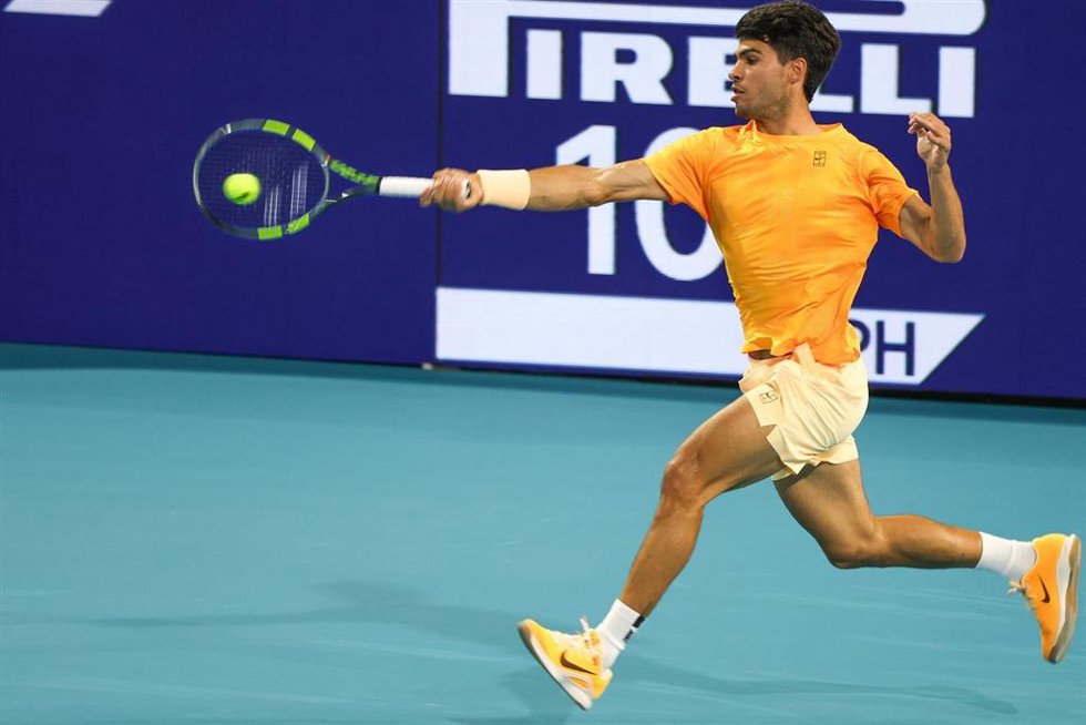 El tenista español Carlos Alcaraz durante el torneo de Miami.