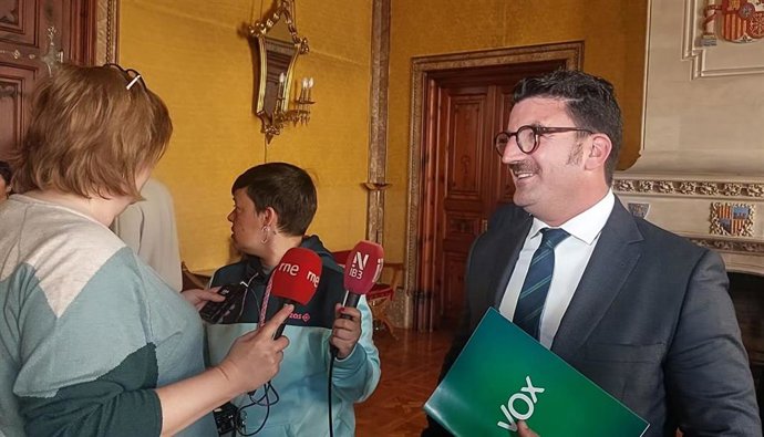 El portavoz de Vox en el Consell de Mallorca, Antoni Gili, comparece tras el inicio del Debate de Política General.