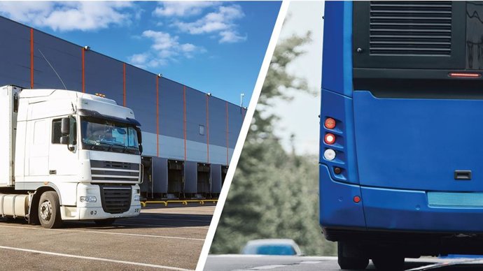 Archivo - Imágenes de camiones y autocares en carreteras de la UE.